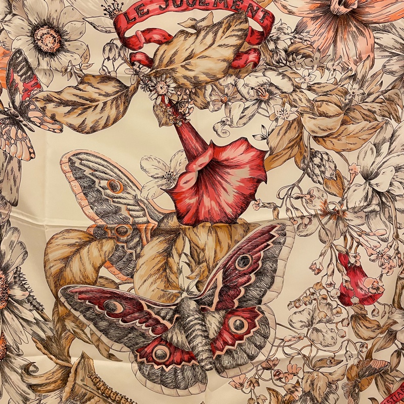 Dior 絲質方巾 蝴蝶花卉圖案-5