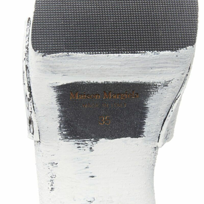 new MAISON MARGIELA Tabi white painted cone heel wooden clog sandals EU35-11