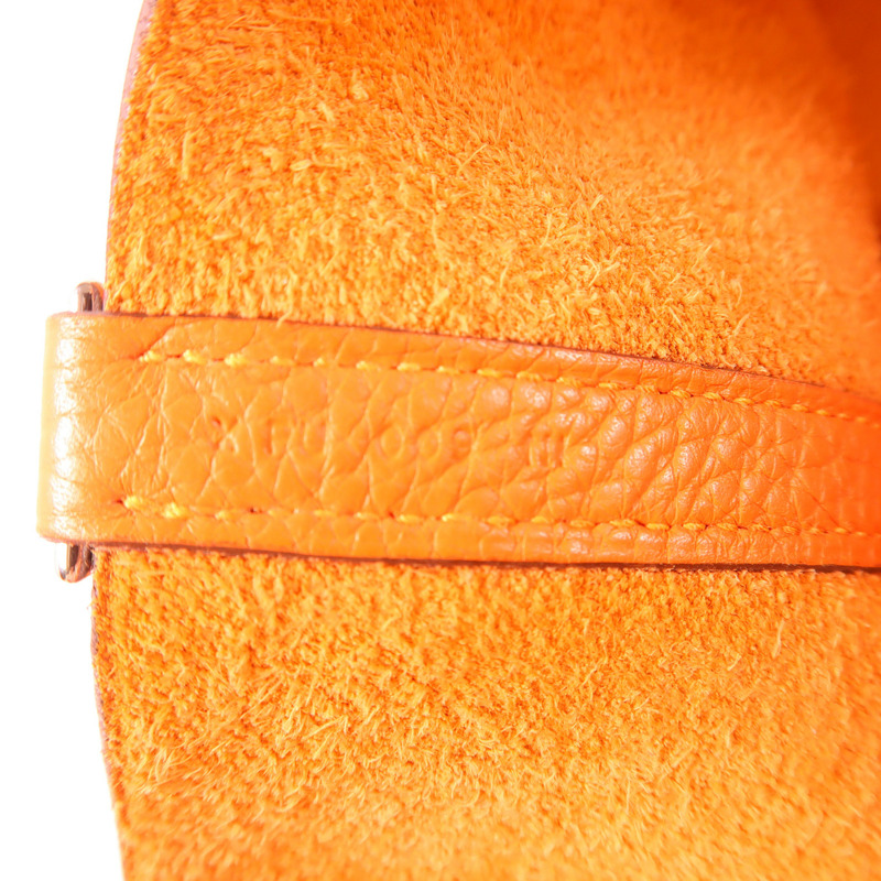 HERMES 【激減優惠】Clemence皮革Picotin MM銀扣手挽袋93 Orange-7