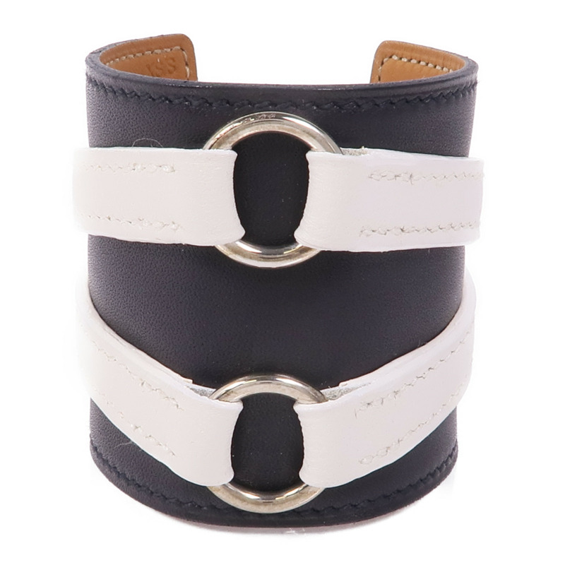 HERMES Swift皮革Bracelet銀扣手帶-0