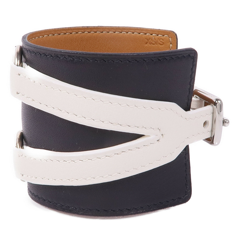 HERMES Swift皮革Bracelet銀扣手帶-1