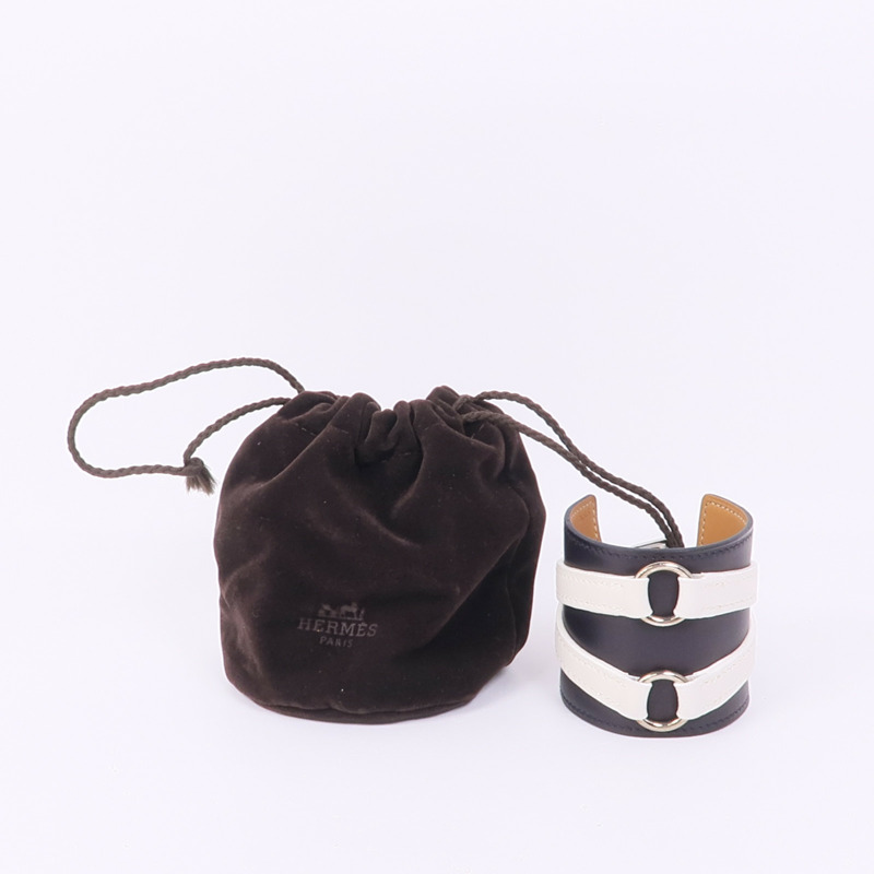HERMES Swift皮革Bracelet銀扣手帶-9