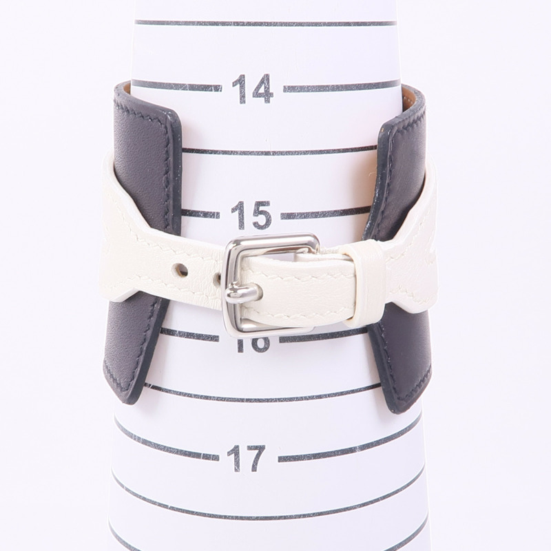 HERMES Swift皮革Bracelet銀扣手帶-10