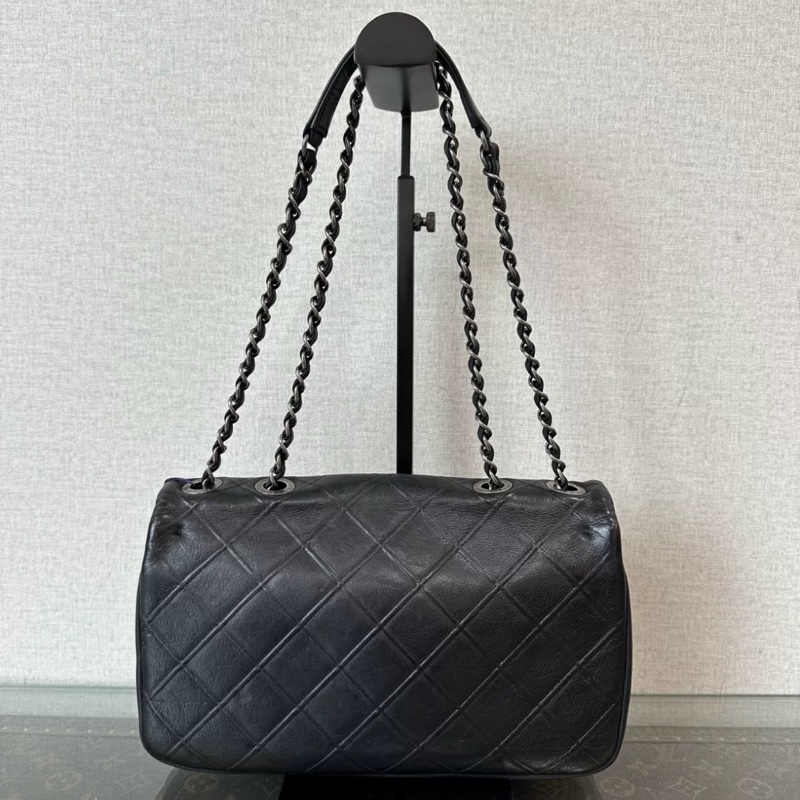 99新閒置✨ #18w入手 香奈兒黑銀Cf25全牛皮口蓋肩背包🉑斜挎-13