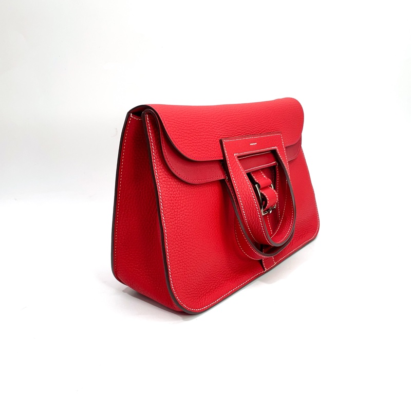 Hermes Q5國旗紅 TC皮銀釦Halzan 31手提斜背包-2