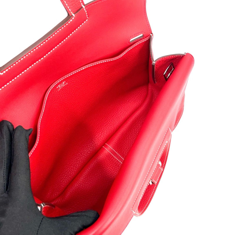 Hermes Q5國旗紅 TC皮銀釦Halzan 31手提斜背包-7