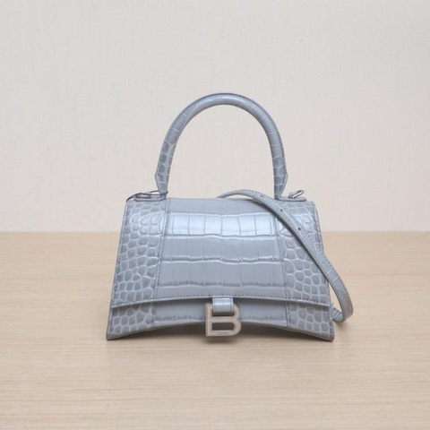 BALENCIAGA(巴黎世家) Hourglass 沙漏 S碼 鱷魚壓紋 灰色