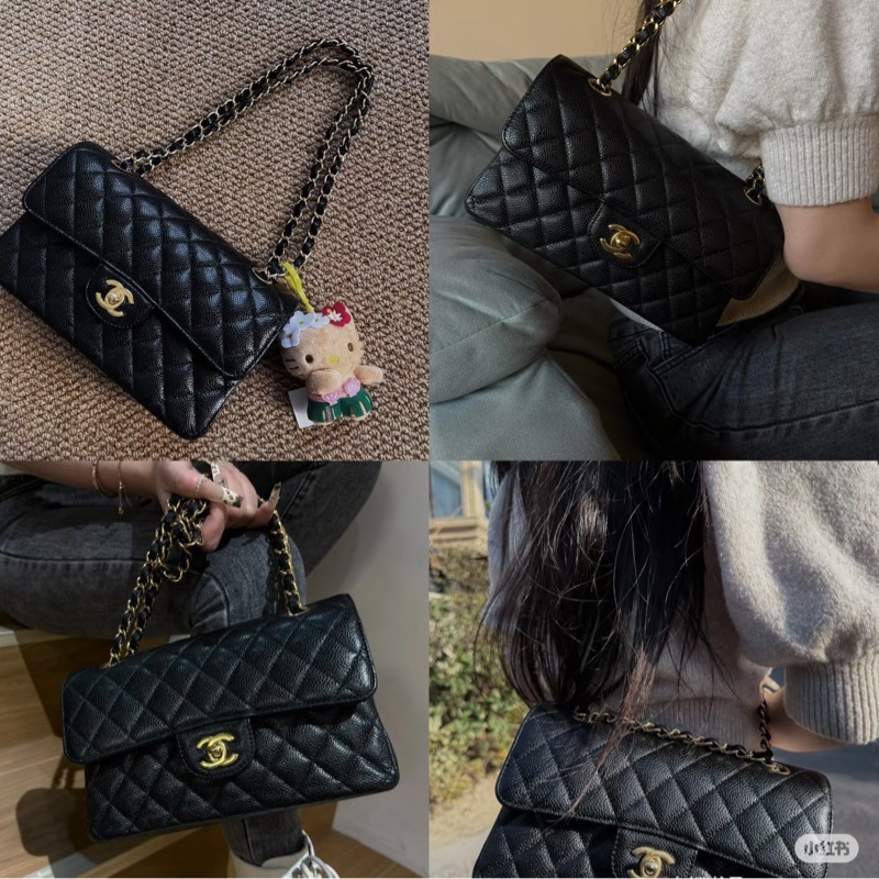 Chanel CF23 黑金荔枝牛 晶片款 近全新-8