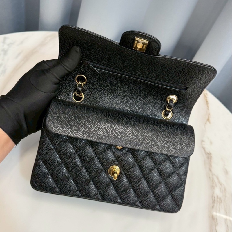 Chanel CF23 黑金荔枝牛 晶片款 近全新-15