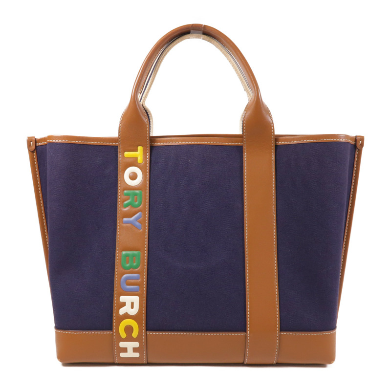 Tory Burch 【激減優惠】帆布/皮革Tote Bag金扣手挽袋-1