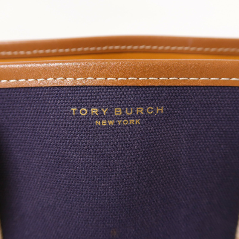 Tory Burch 【激減優惠】帆布/皮革Tote Bag金扣手挽袋-5