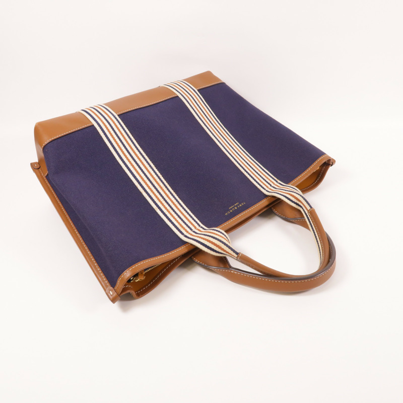 Tory Burch 【激減優惠】帆布/皮革Tote Bag金扣手挽袋-7