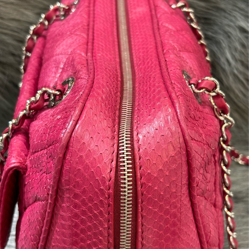 CHANEL 限量 櫻桃 紅 銀鍊 蛇皮 蟒蛇 手提包 肩背包 相機包 GST CAMERA-5