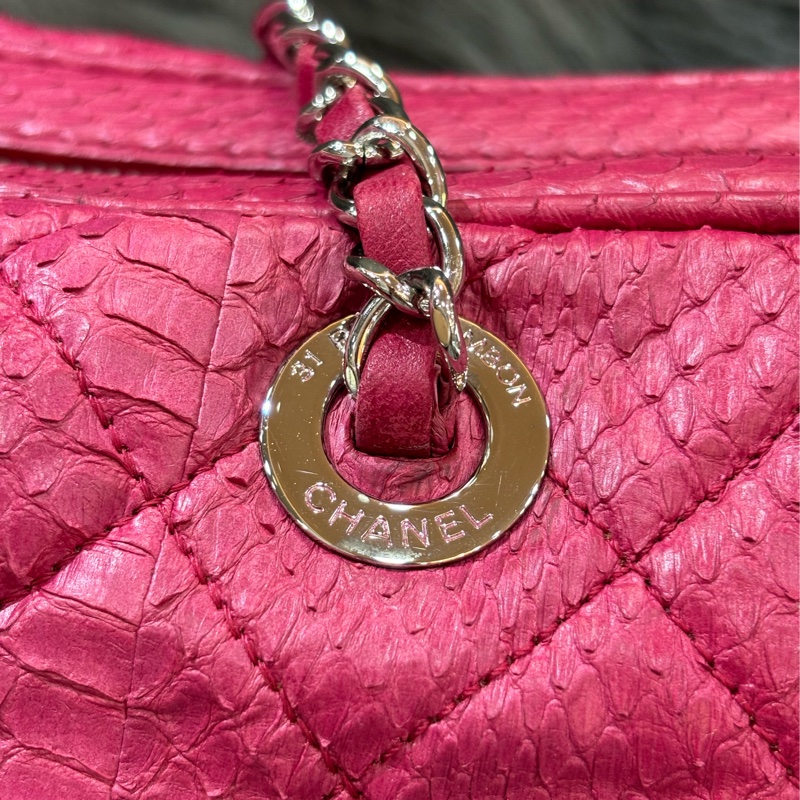 CHANEL 限量 櫻桃 紅 銀鍊 蛇皮 蟒蛇 手提包 肩背包 相機包 GST CAMERA-10