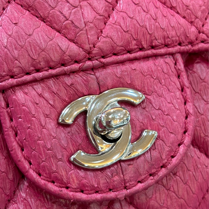 CHANEL 限量 櫻桃 紅 銀鍊 蛇皮 蟒蛇 手提包 肩背包 相機包 GST CAMERA-12
