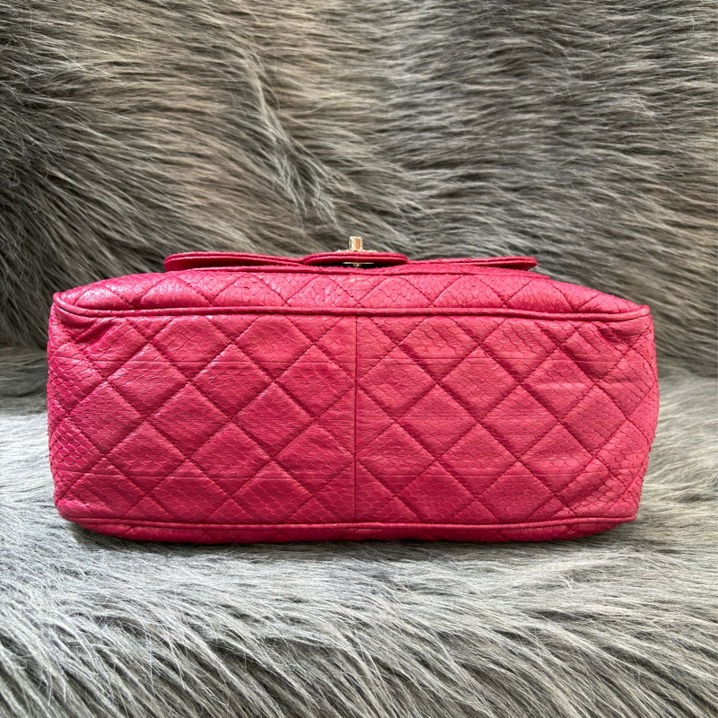 CHANEL 限量 櫻桃 紅 銀鍊 蛇皮 蟒蛇 手提包 肩背包 相機包 GST CAMERA-15