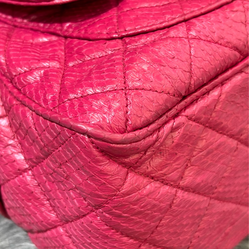 CHANEL 限量 櫻桃 紅 銀鍊 蛇皮 蟒蛇 手提包 肩背包 相機包 GST CAMERA-16
