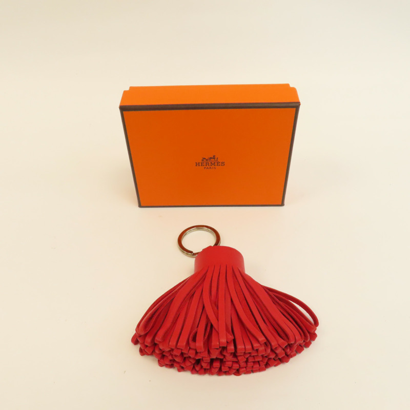 HERMES 【激減優惠】Swift皮革Carmen金釦掛飾紅色-8