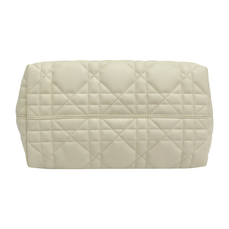 米色 籐格紋 牛皮 Toujours 中 手提包-3