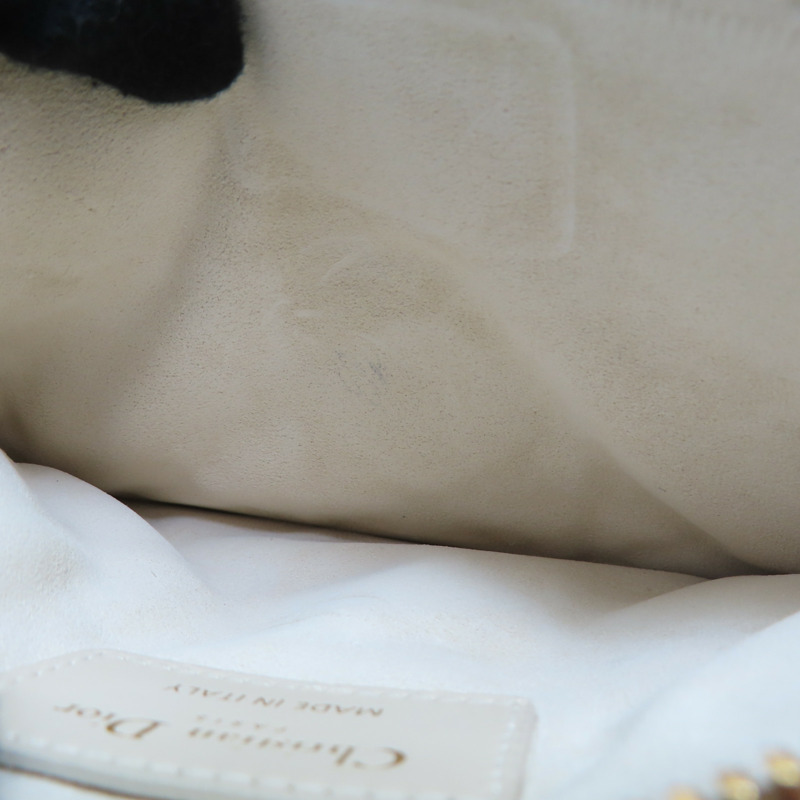 米色 籐格紋 牛皮 Toujours 中 手提包-6