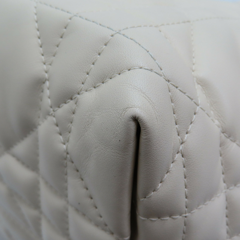 米色 籐格紋 牛皮 Toujours 中 手提包-13