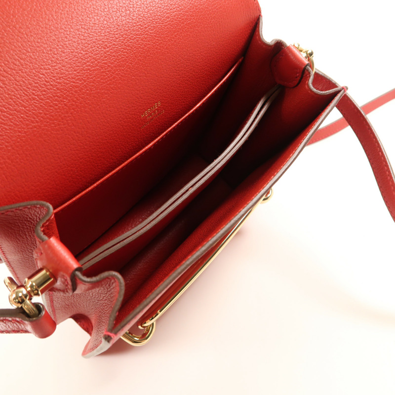 HERMES Evercolor皮革Mini Roulis金扣肩背袋-4