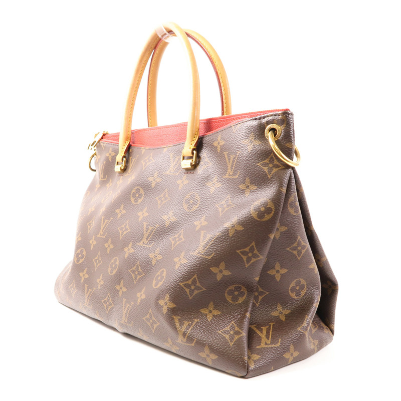 LOUIS VUITTON Monogram Pallas金扣手挽肩背兩用袋棕色/紅色-2