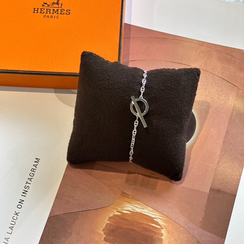 HERMES Chaine d'ancre鑲鑽豬鼻子手鍊 - XS18K白金-4