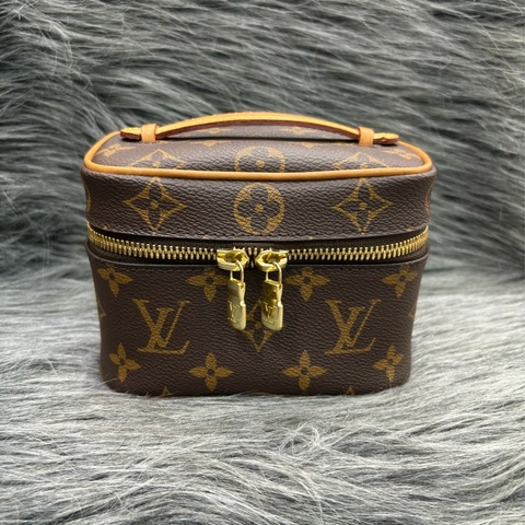 LV M44936 NICE NANO 原花字紋老花 方盒子便當包化妝包手提包化妝箱牛奶盒