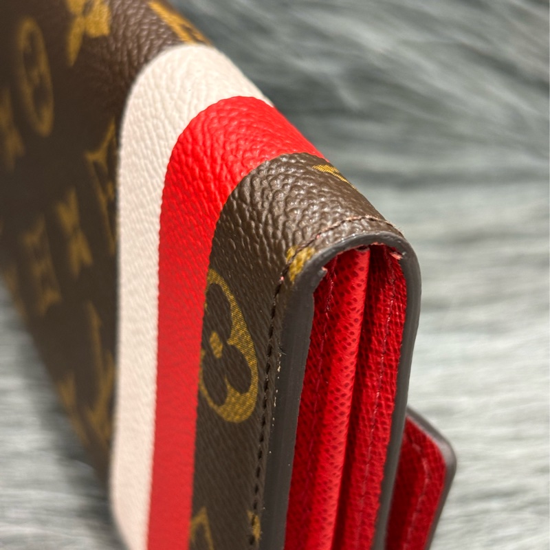 LV M60034 SARAH 原花字紋老花 門僮 信用卡拉鍊零錢長夾皮夾發財夾錢包-10