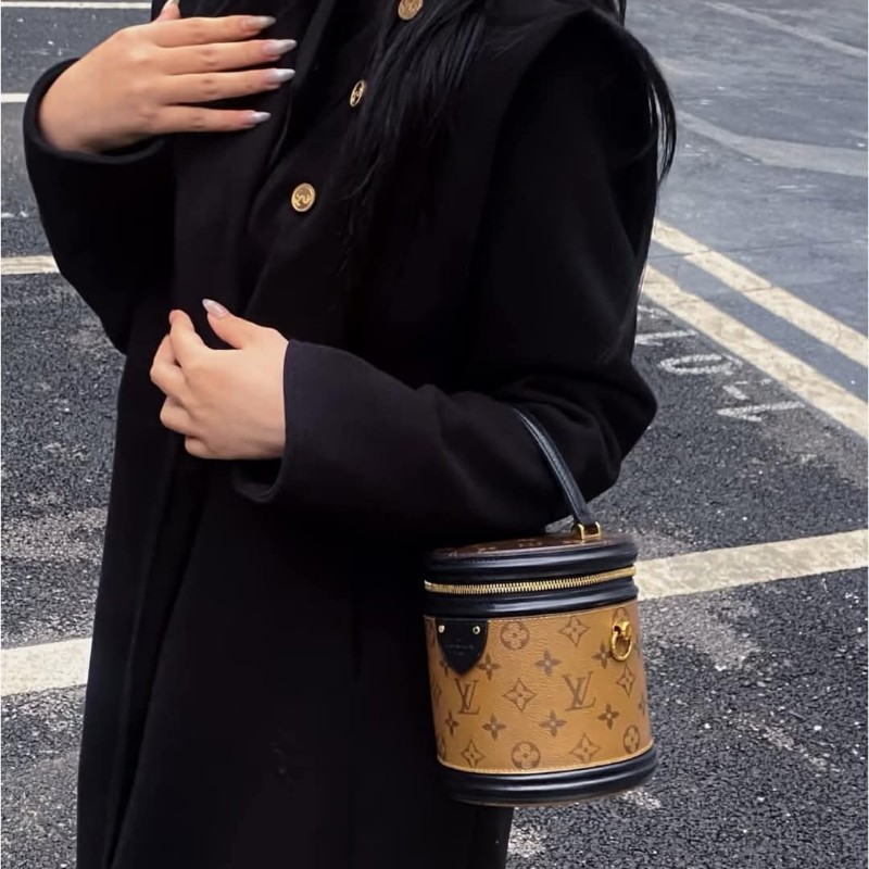 LV老花拼色 發財桶 圓桶包 肩背包 手提包-2