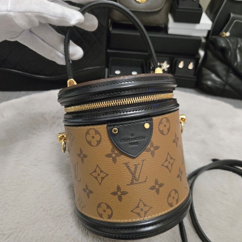 LV老花拼色 發財桶 圓桶包 肩背包 手提包-6