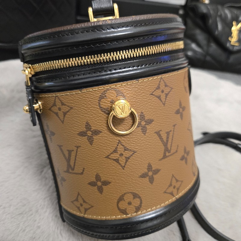 LV老花拼色 發財桶 圓桶包 肩背包 手提包-9