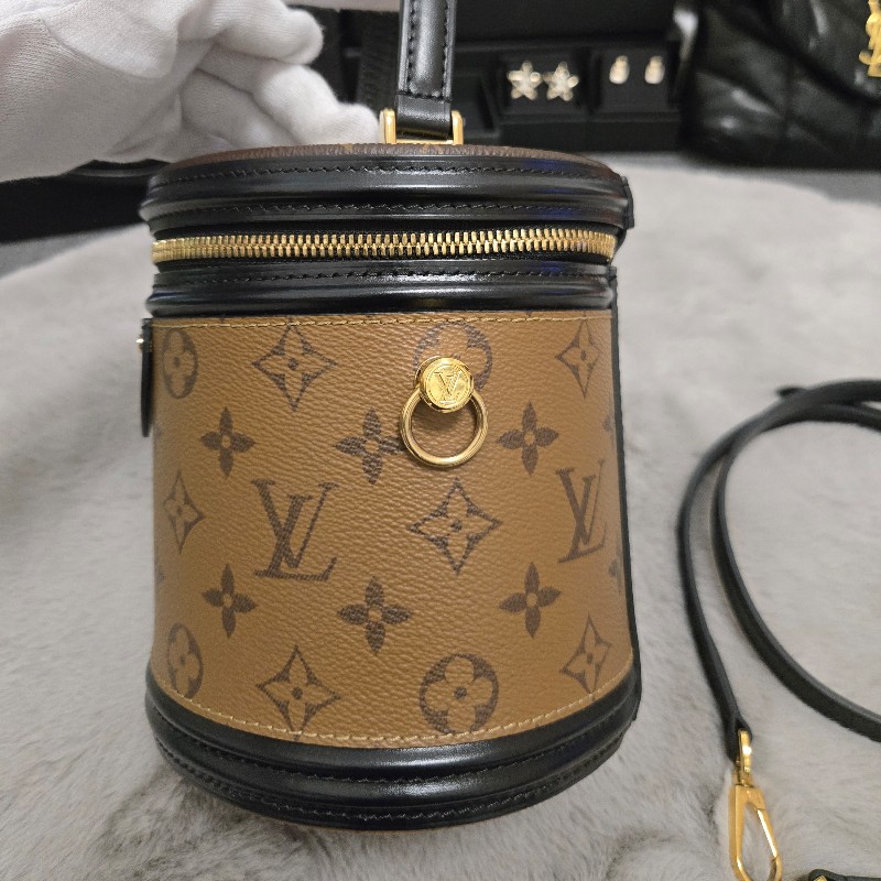 LV老花拼色 發財桶 圓桶包 肩背包 手提包-10