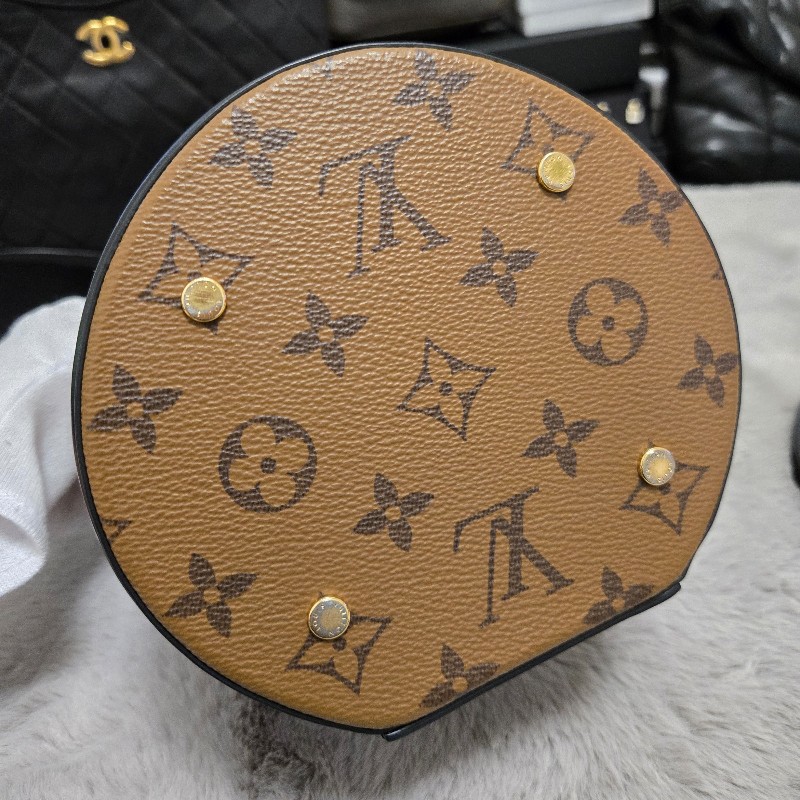 LV老花拼色 發財桶 圓桶包 肩背包 手提包-11