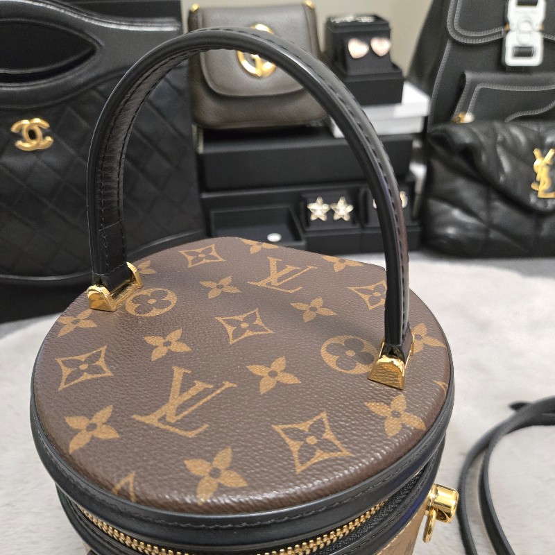 LV老花拼色 發財桶 圓桶包 肩背包 手提包-20