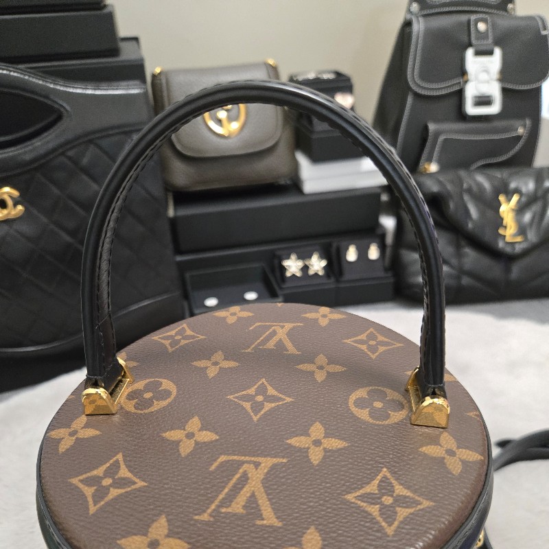 LV老花拼色 發財桶 圓桶包 肩背包 手提包-21