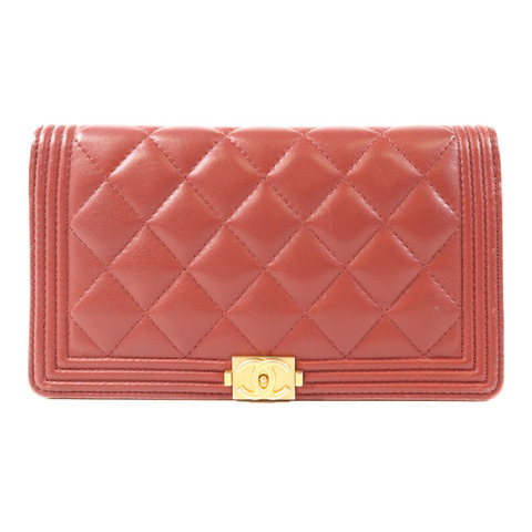 CHANEL 羊皮皮革Wallet金扣錢包