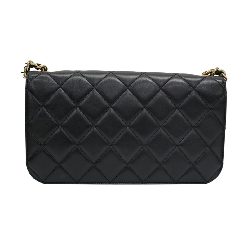 黑色 牛皮 菱格紋 CC Logo 肩背包【CHANEL 香奈兒】 AS4623-1