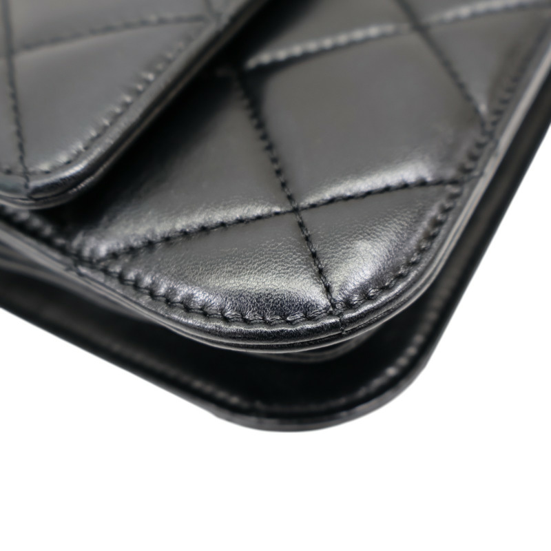 黑色 牛皮 菱格紋 CC Logo 肩背包【CHANEL 香奈兒】 AS4623-9