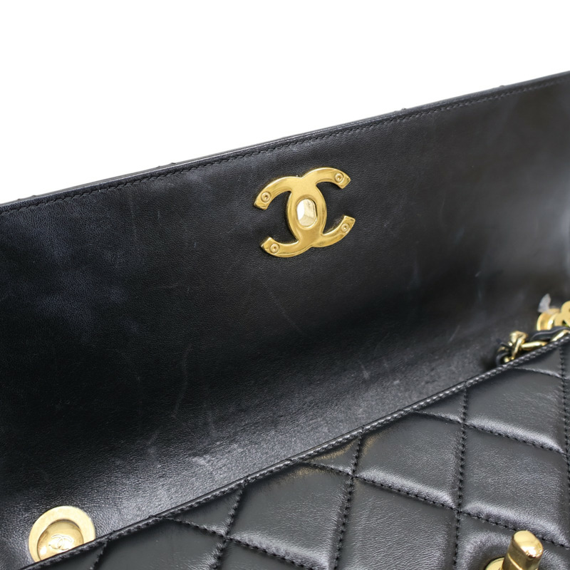 黑色 牛皮 菱格紋 CC Logo 肩背包【CHANEL 香奈兒】 AS4623-12