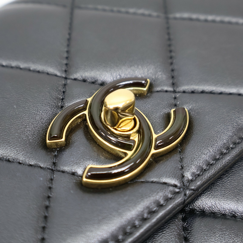 黑色 牛皮 菱格紋 CC Logo 肩背包【CHANEL 香奈兒】 AS4623-18
