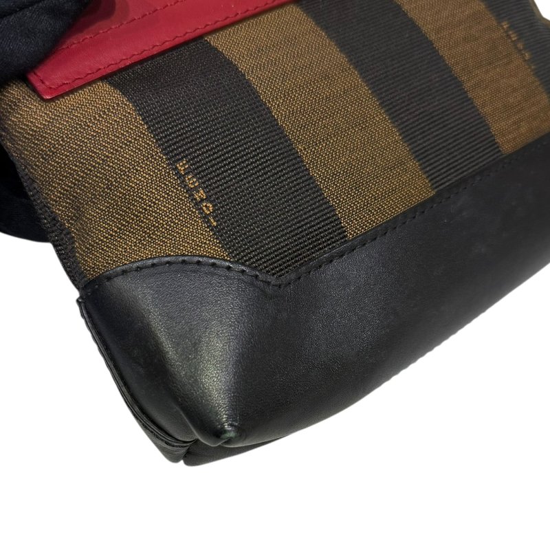 【美收精品】FENDI茶紅皮革拼接肩背包 2-753-8