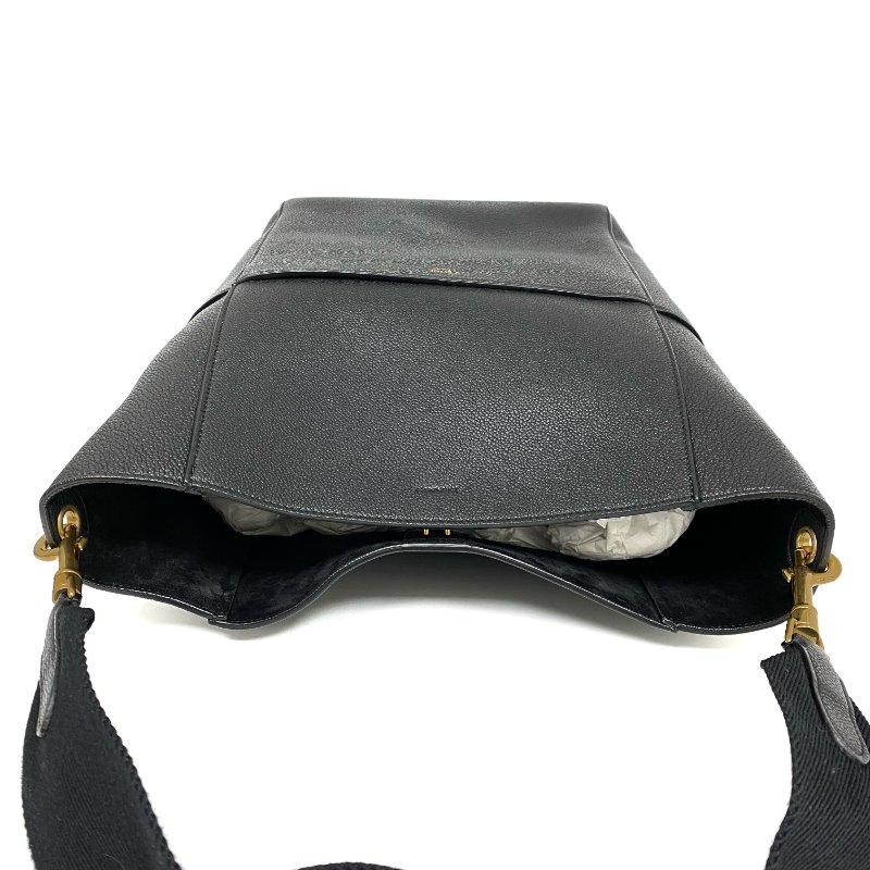 △ Celine 思琳 Sangle Black Calfskin Shoulder Bag 黑色小牛皮肩背袋 -257009834-6