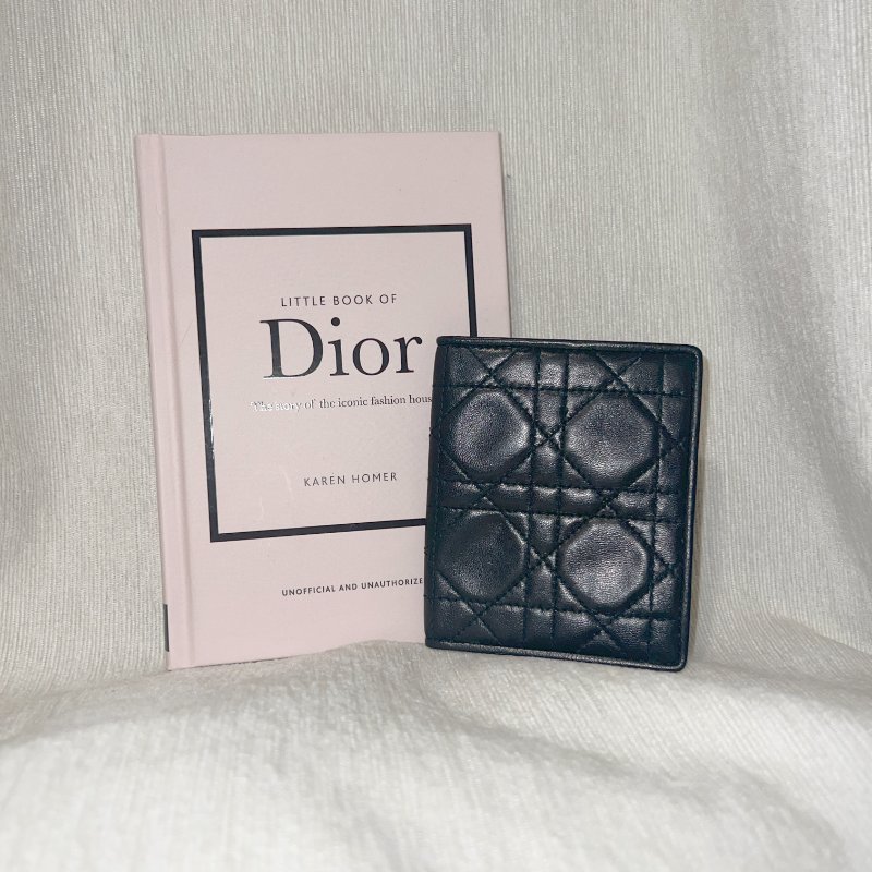 Dior稀有菱格黑色紅色內里CD花紋古董卡片套夾小錢包 日本中古vintage-0