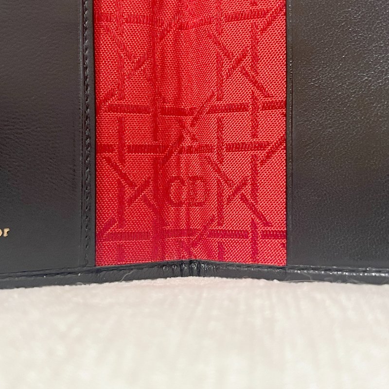 Dior稀有菱格黑色紅色內里CD花紋古董卡片套夾小錢包 日本中古vintage-3