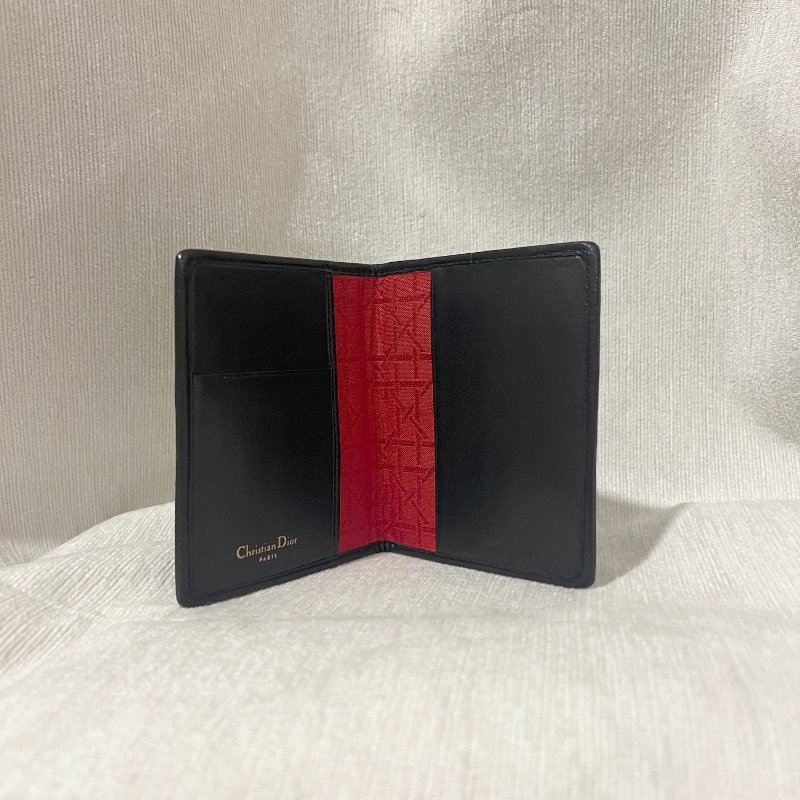 Dior稀有菱格黑色紅色內里CD花紋古董卡片套夾小錢包 日本中古vintage-4