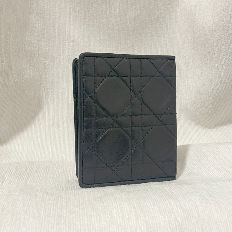 Dior稀有菱格黑色紅色內里CD花紋古董卡片套夾小錢包 日本中古vintage-5