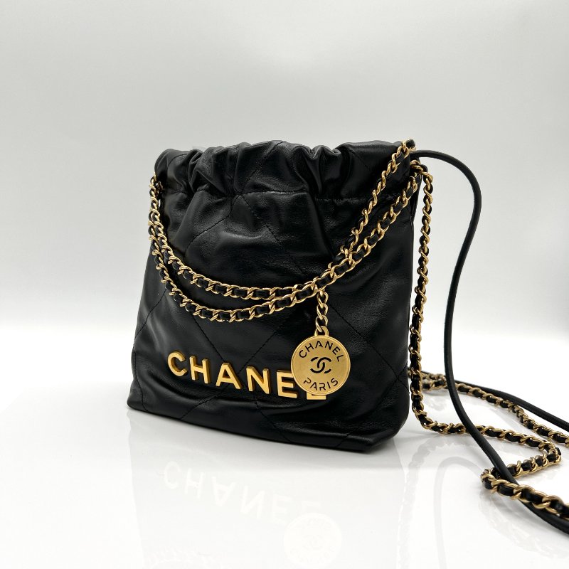 (台灣購證全配💥)Chanel 22 Bag mini 黑金-2