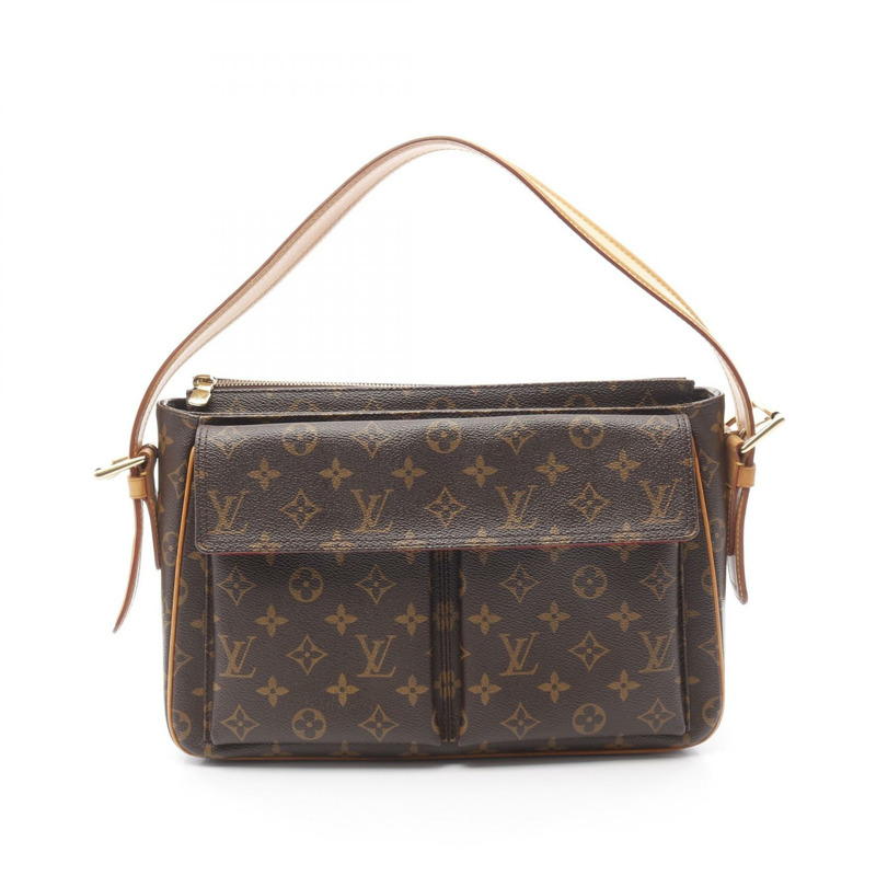 LOUIS VUITTON Vivacite GM 單肩包 M51163 Monogram 帆布 棕色 二手 女款-0